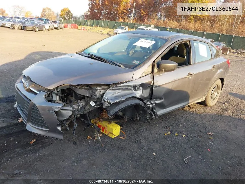 2012 Ford Focus S VIN: 1FAHP3E27CL360644 Lot: 40734811