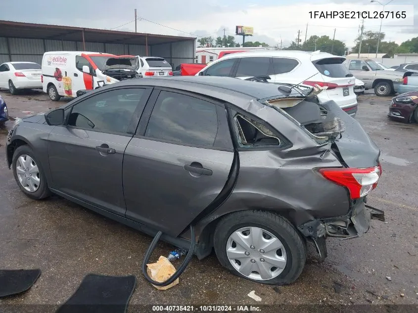 2012 Ford Focus S VIN: 1FAHP3E21CL267165 Lot: 40735421