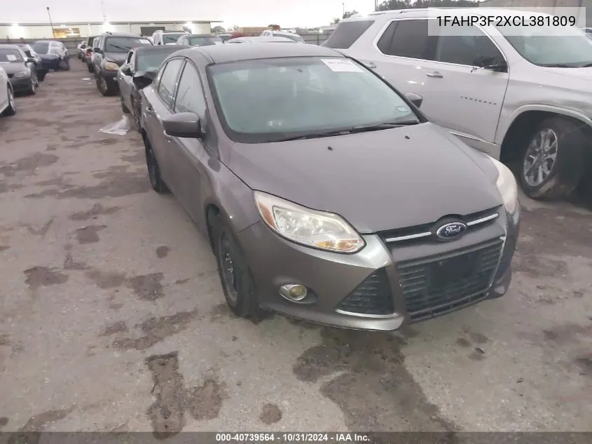 1FAHP3F2XCL381809 2012 Ford Focus Se