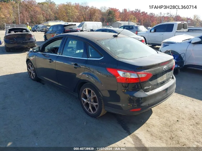 2012 Ford Focus Sel VIN: 1FAHP3H28CL360714 Lot: 40739939