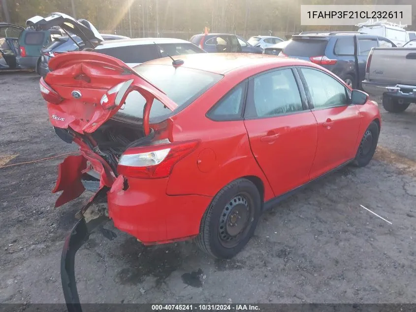 2012 Ford Focus Se VIN: 1FAHP3F21CL232611 Lot: 40745241