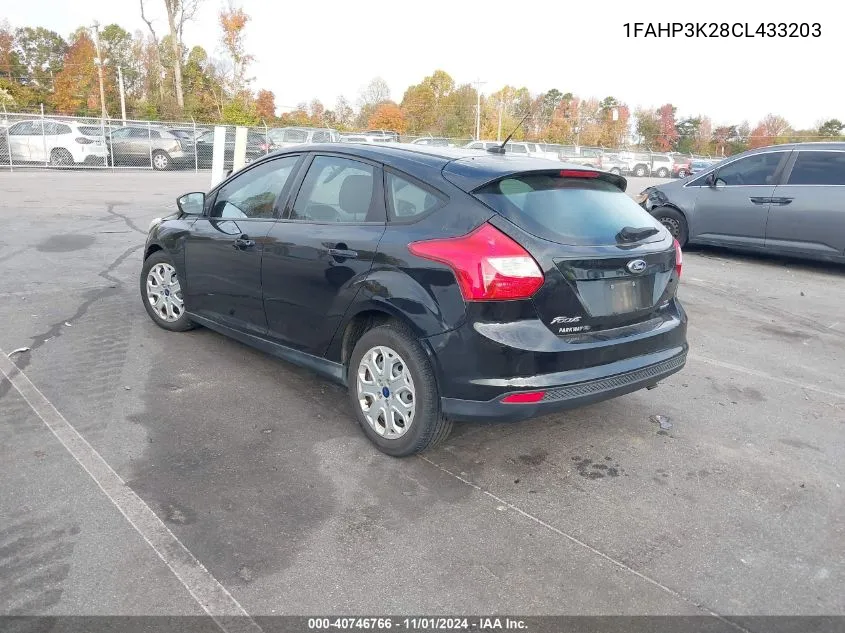 2012 Ford Focus Se VIN: 1FAHP3K28CL433203 Lot: 40746766