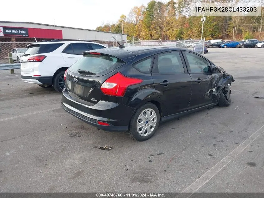 2012 Ford Focus Se VIN: 1FAHP3K28CL433203 Lot: 40746766