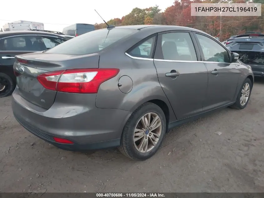 2012 Ford Focus Sel VIN: 1FAHP3H27CL196419 Lot: 40750686