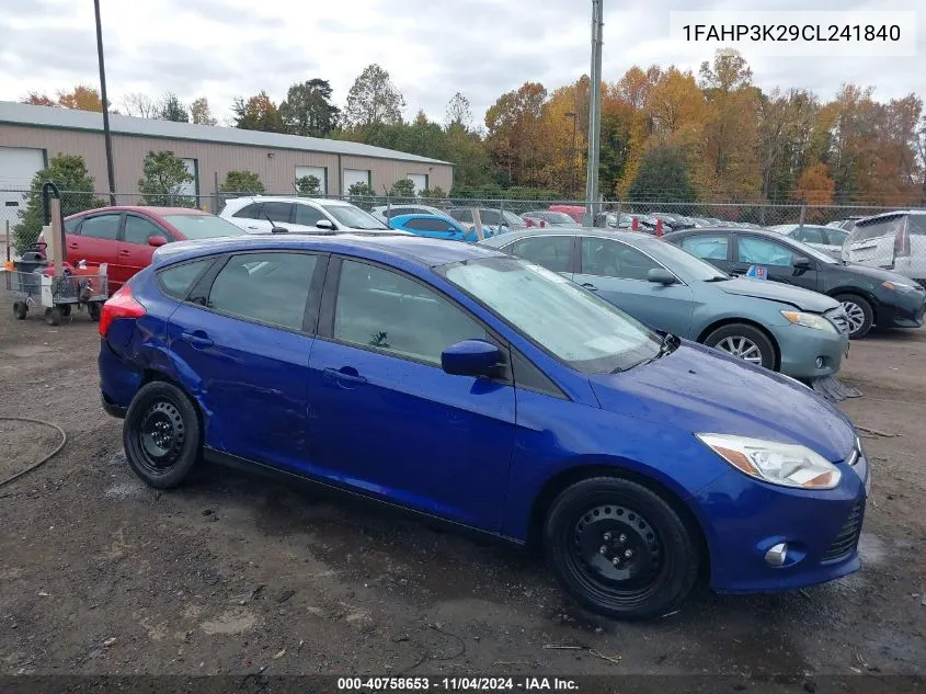 2012 Ford Focus Se VIN: 1FAHP3K29CL241840 Lot: 40758653