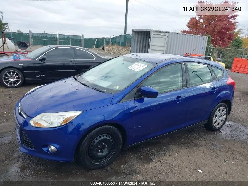 2012 Ford Focus Se VIN: 1FAHP3K29CL241840 Lot: 40758653