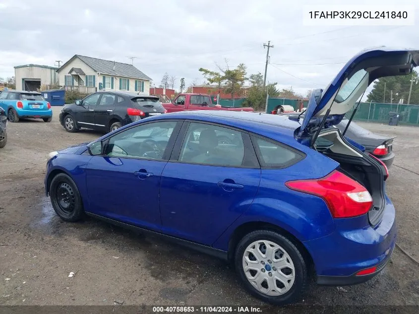 2012 Ford Focus Se VIN: 1FAHP3K29CL241840 Lot: 40758653