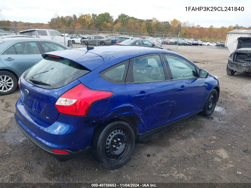 2012 Ford Focus Se VIN: 1FAHP3K29CL241840 Lot: 40758653