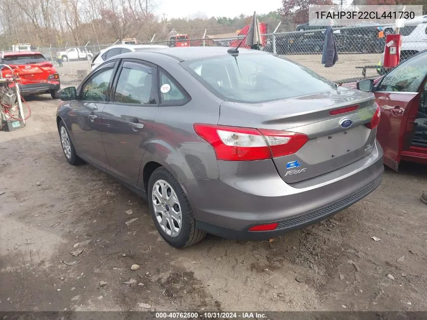 2012 Ford Focus Se VIN: 1FAHP3F22CL441730 Lot: 40762500