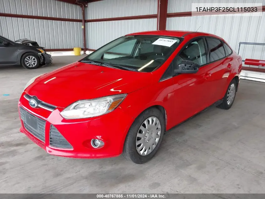 2012 Ford Focus Se VIN: 1FAHP3F25CL115033 Lot: 40767885