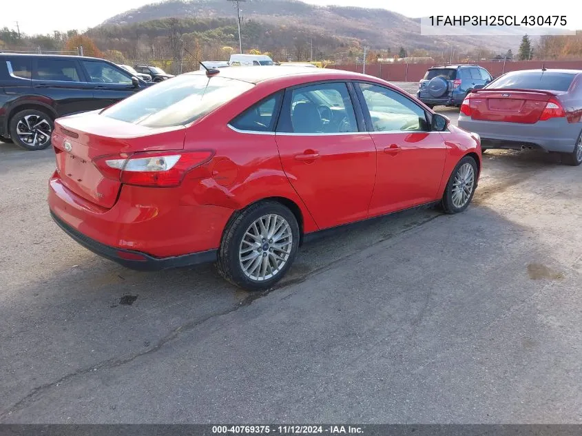 2012 Ford Focus Sel VIN: 1FAHP3H25CL430475 Lot: 40769375