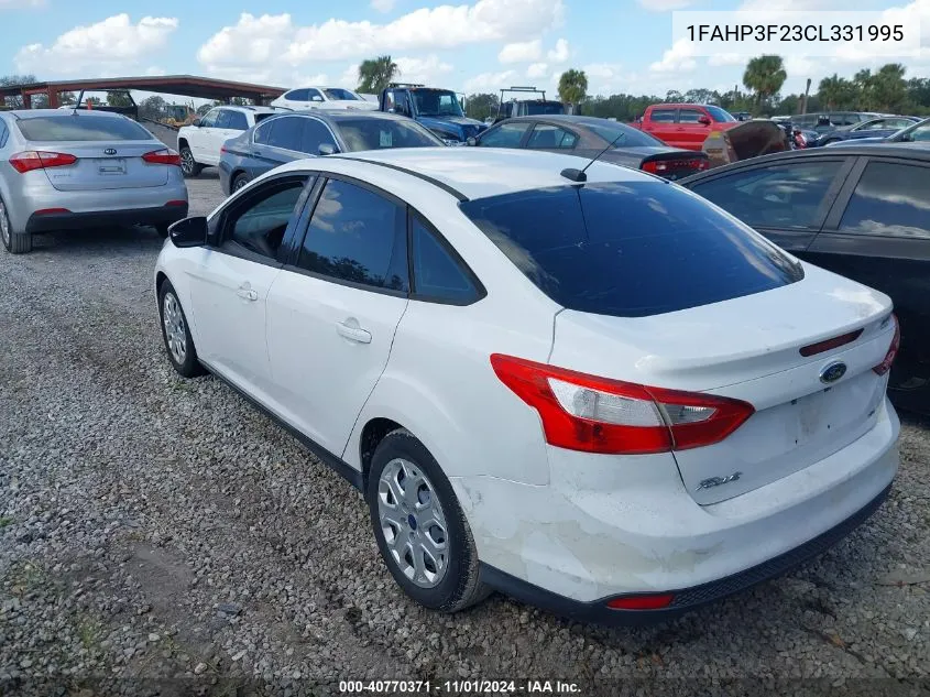 2012 Ford Focus Se VIN: 1FAHP3F23CL331995 Lot: 40770371