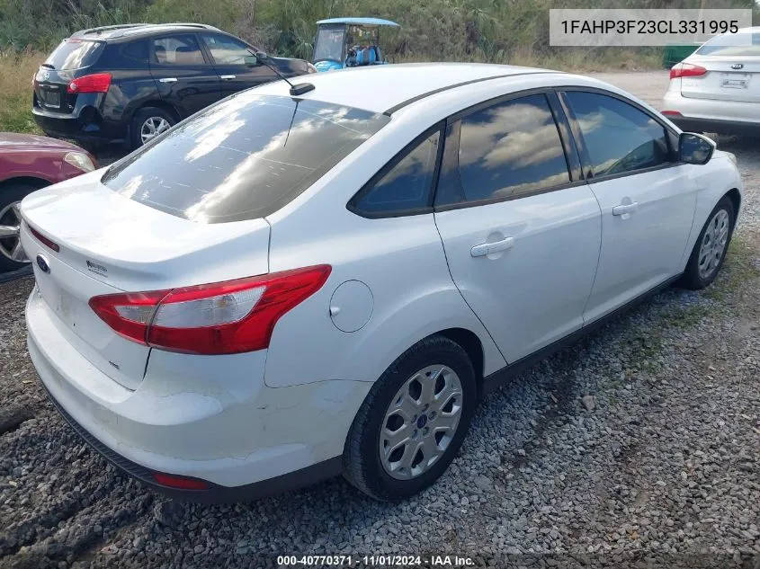 2012 Ford Focus Se VIN: 1FAHP3F23CL331995 Lot: 40770371