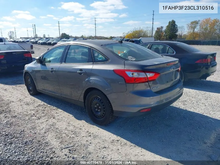 2012 Ford Focus Se VIN: 1FAHP3F23CL310516 Lot: 40770478