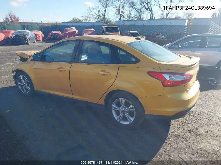 2012 Ford Focus Se VIN: 1FAHP3F24CL389694 Lot: 40781457