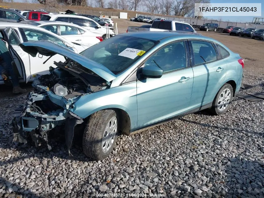 2012 Ford Focus Se VIN: 1FAHP3F21CL45043 Lot: 40788572