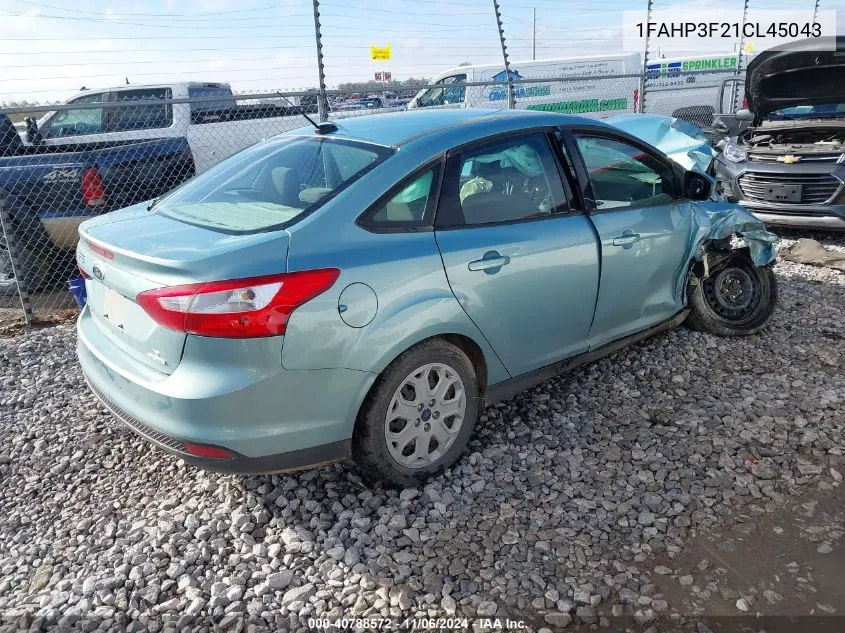 2012 Ford Focus Se VIN: 1FAHP3F21CL45043 Lot: 40788572