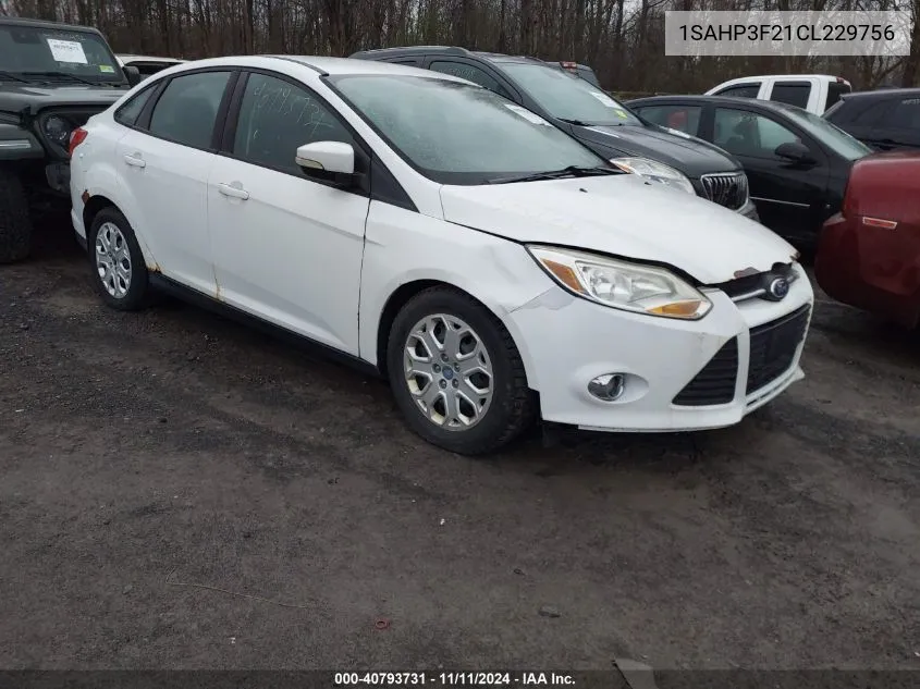 2012 Ford Focus Se VIN: 1SAHP3F21CL229756 Lot: 40793731