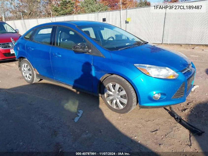 2012 Ford Focus Se VIN: 1FAHP3F27CL189487 Lot: 40797991