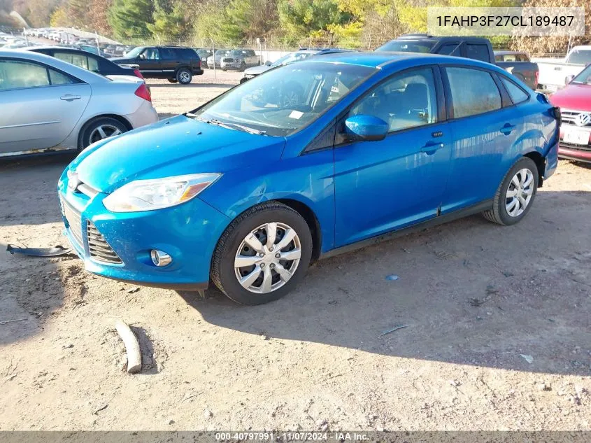 2012 Ford Focus Se VIN: 1FAHP3F27CL189487 Lot: 40797991