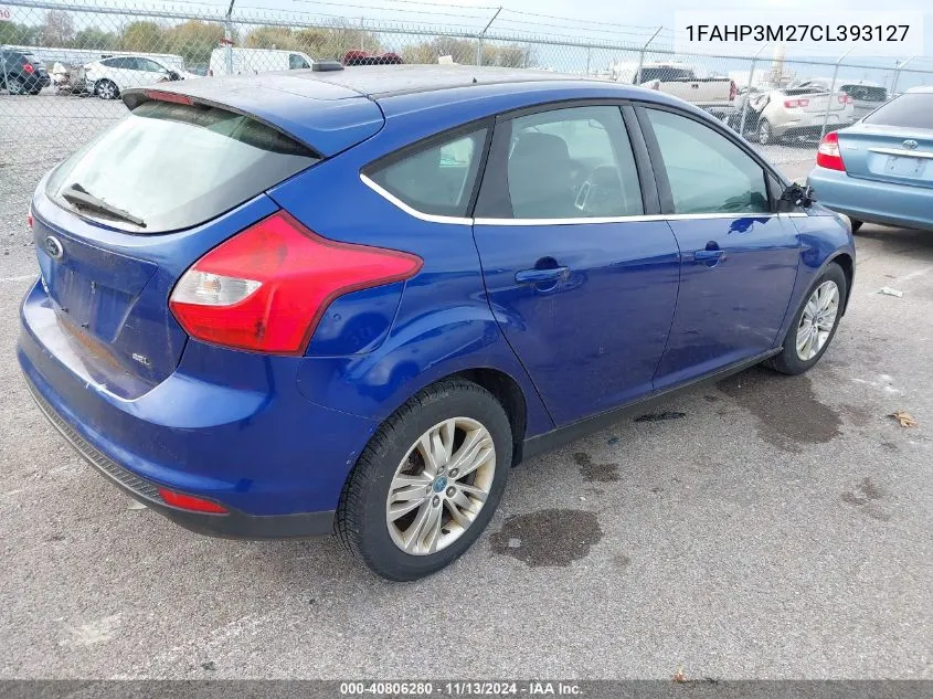 2012 Ford Focus Sel VIN: 1FAHP3M27CL393127 Lot: 40806280