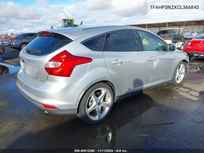 2012 Ford Focus Titanium VIN: 1FAHP3N2XCL366843 Lot: 40812260