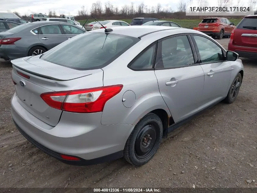 2012 Ford Focus Se VIN: 1FAHP3F28CL171824 Lot: 40812336