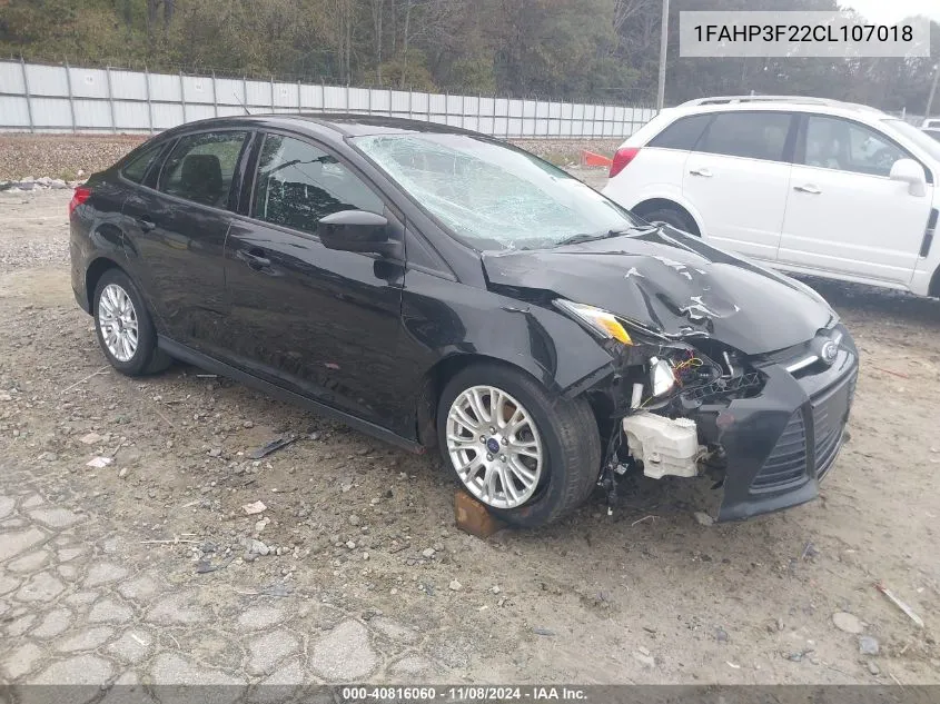 2012 Ford Focus Se VIN: 1FAHP3F22CL107018 Lot: 40816060