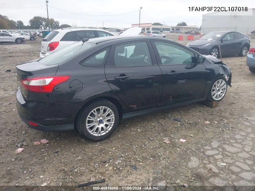 2012 Ford Focus Se VIN: 1FAHP3F22CL107018 Lot: 40816060