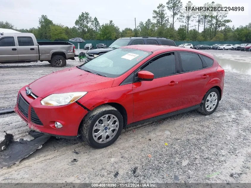 2012 Ford Focus Se VIN: 1FAHP3K28CL294898 Lot: 40818390