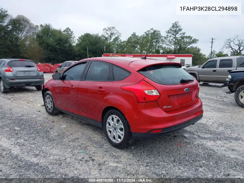 2012 Ford Focus Se VIN: 1FAHP3K28CL294898 Lot: 40818390