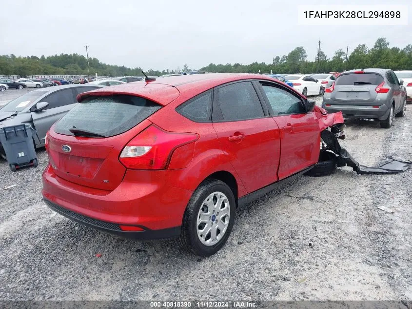 2012 Ford Focus Se VIN: 1FAHP3K28CL294898 Lot: 40818390