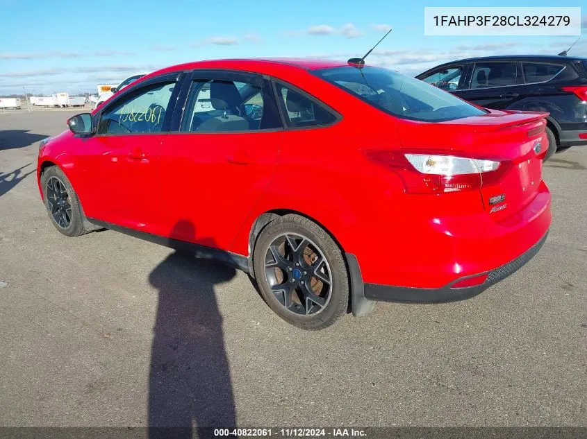 2012 Ford Focus Se VIN: 1FAHP3F28CL324279 Lot: 40822061