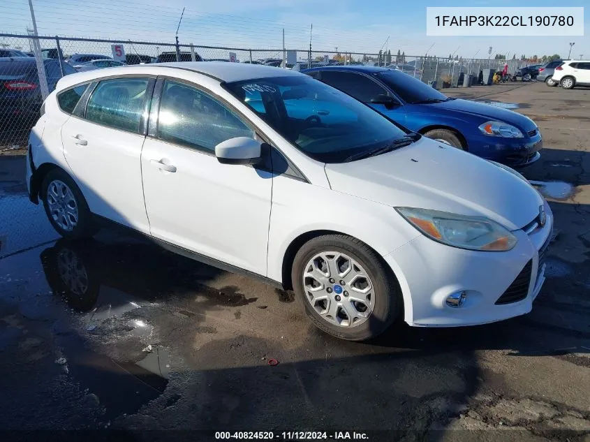 2012 Ford Focus Se VIN: 1FAHP3K22CL190780 Lot: 40824520