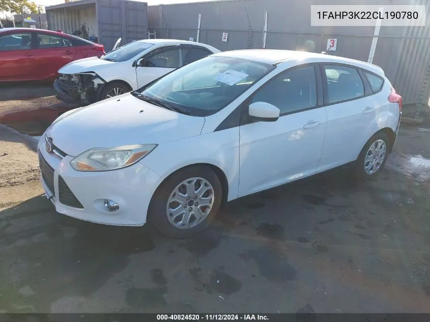 2012 Ford Focus Se VIN: 1FAHP3K22CL190780 Lot: 40824520