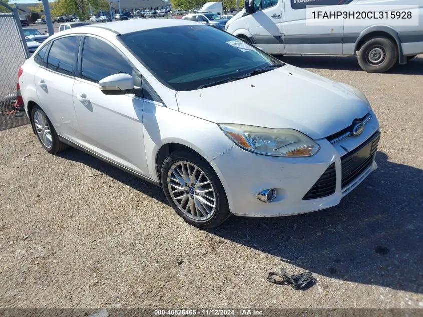 2012 Ford Focus Sel VIN: 1FAHP3H20CL315928 Lot: 40826465