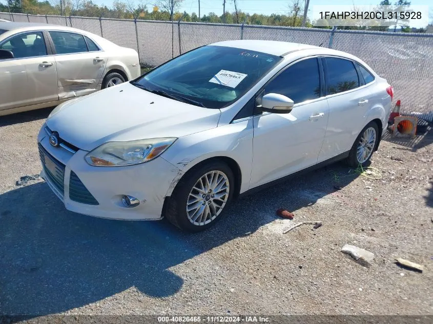 2012 Ford Focus Sel VIN: 1FAHP3H20CL315928 Lot: 40826465