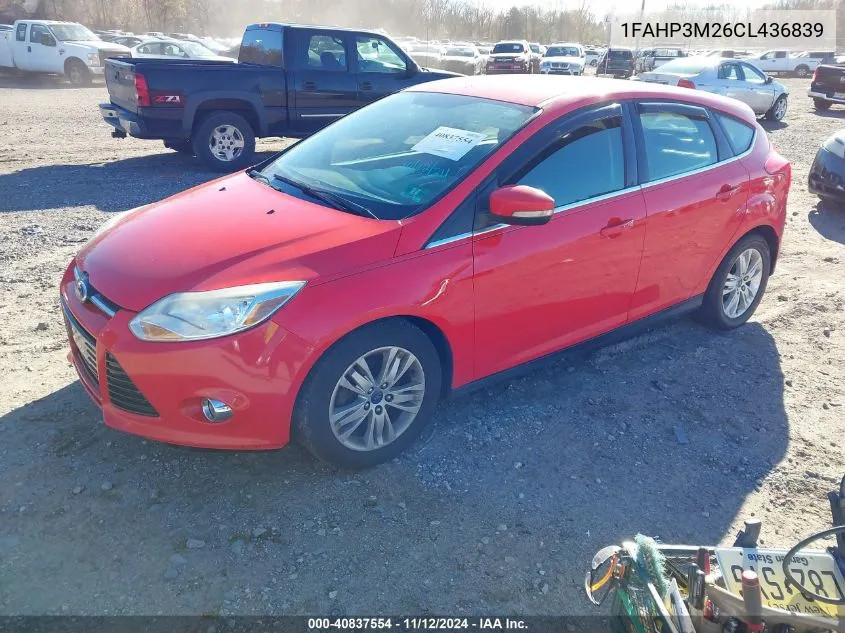 2012 Ford Focus Sel VIN: 1FAHP3M26CL436839 Lot: 40837554