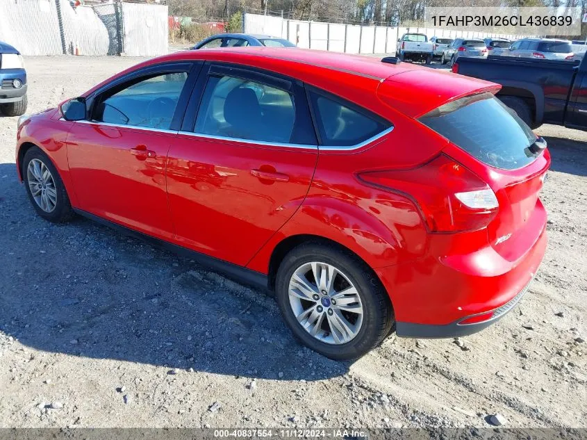 2012 Ford Focus Sel VIN: 1FAHP3M26CL436839 Lot: 40837554