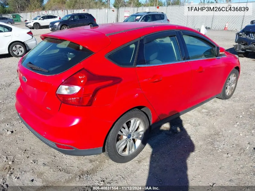 2012 Ford Focus Sel VIN: 1FAHP3M26CL436839 Lot: 40837554