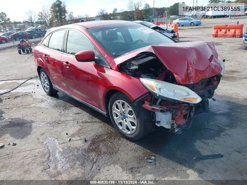 2012 Ford Focus Se VIN: 1FAHP3F21CL389555 Lot: 40838199