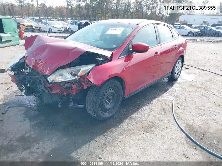 2012 Ford Focus Se VIN: 1FAHP3F21CL389555 Lot: 40838199