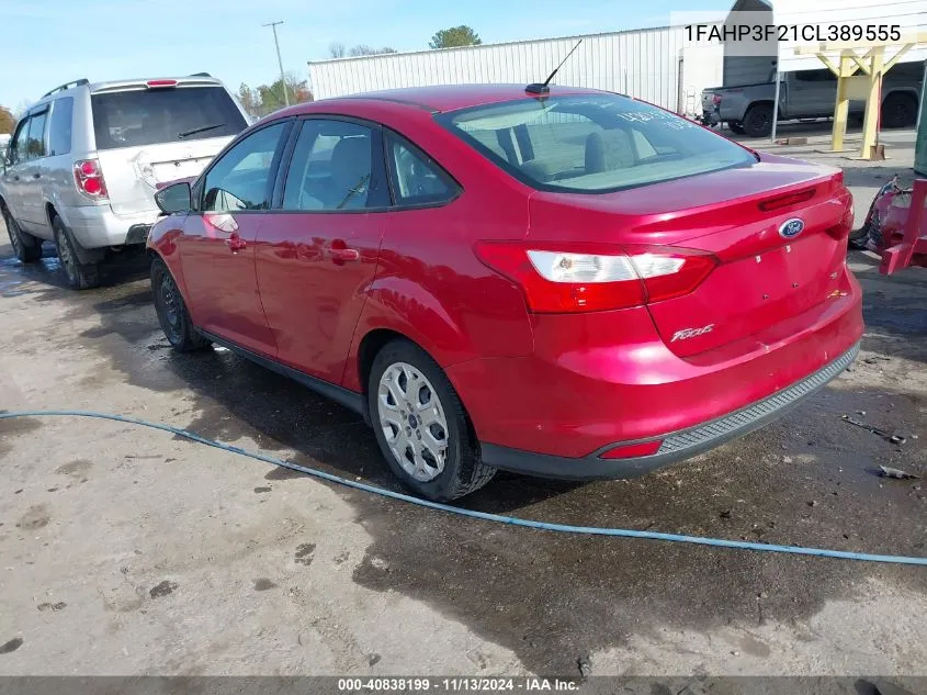 2012 Ford Focus Se VIN: 1FAHP3F21CL389555 Lot: 40838199