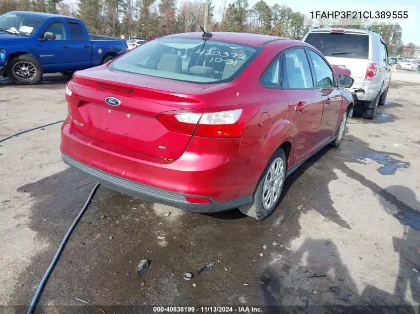 2012 Ford Focus Se VIN: 1FAHP3F21CL389555 Lot: 40838199