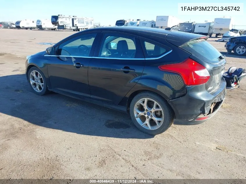 2012 Ford Focus Sel VIN: 1FAHP3M27CL345742 Lot: 40846439