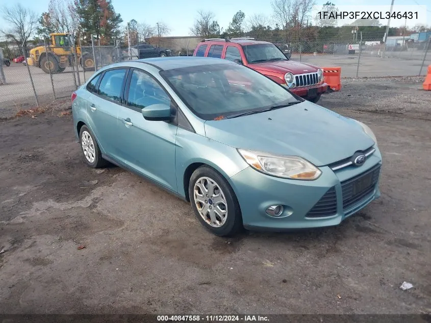 2012 Ford Focus Se VIN: 1FAHP3F2XCL346431 Lot: 40847558