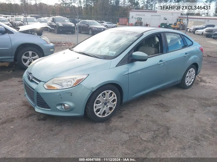 2012 Ford Focus Se VIN: 1FAHP3F2XCL346431 Lot: 40847558