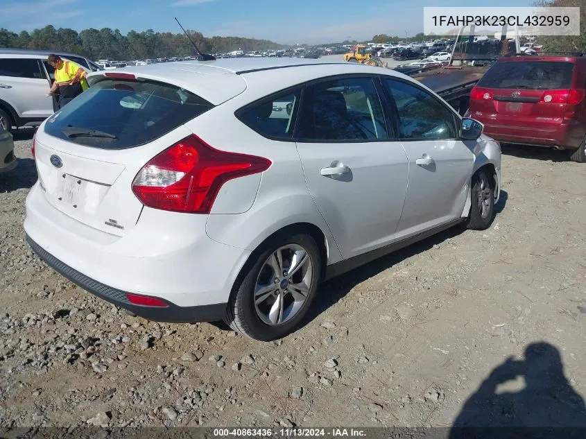 2012 Ford Focus Se VIN: 1FAHP3K23CL432959 Lot: 40863436