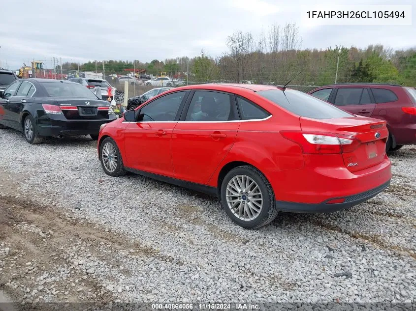 2012 Ford Focus Sel VIN: 1FAHP3H26CL105494 Lot: 40864056