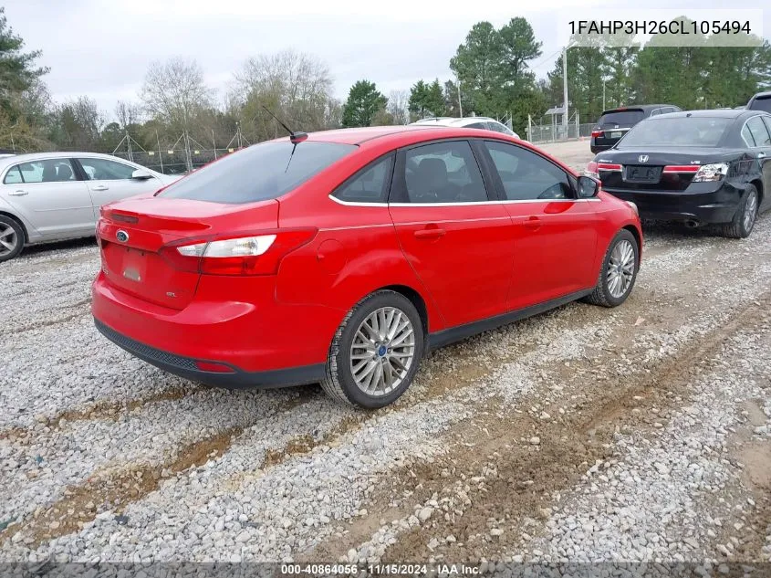 2012 Ford Focus Sel VIN: 1FAHP3H26CL105494 Lot: 40864056